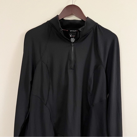 Spyder Black Activewear 1/4 Zip Neck Pullover Ribbed Long Sleeve NEW Size XL - Picture 12 of 12